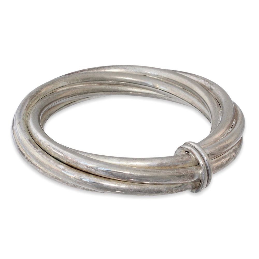 Vintage Twisted Cable Bangle Bracelet Silver Tone Tube Twist Extra Thick / Wide